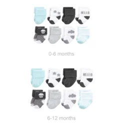 Hudson Baby Unisex Baby Grow With Me Cotton Terry Socks, Sheep 8-Pack, 0-6 And 6-12 Months