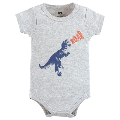 Hudson Baby Infant Boy Cotton Bodysuit, Shorts And Shoe Set, Dino Roar - Image 2