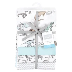Hudson Baby Cotton Flannel Receiving Blankets, Neutral Dino World, One Size