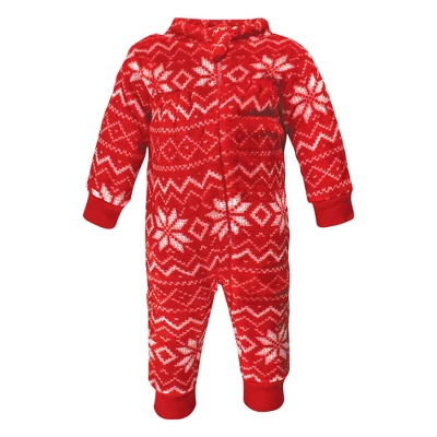 Hudson Baby Infant Girls Plush Jumpsuits, Holly - Image 3