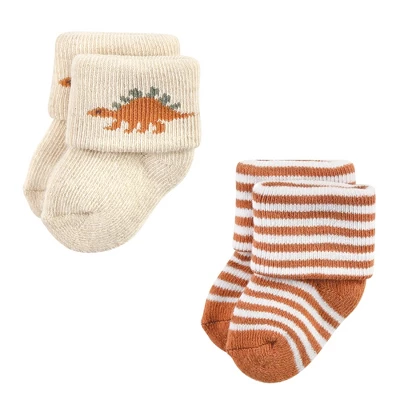 Hudson Baby Infant Boys Cotton Rich Newborn And Terry Socks, Dinosaur Explorer - Image 3