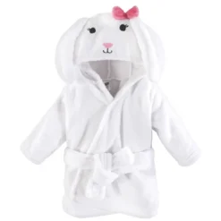 Hudson Baby Infant Plush Animal Face Bathrobe, Bunny, 0-9 Months
