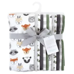 Hudson Baby Unisex Baby Cotton Flannel Burp Cloths Bundle, Woodland Faces, One Size