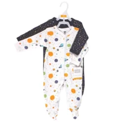 Hudson Baby Infant Boy Cotton Snap Sleep And Play 2pk, Space