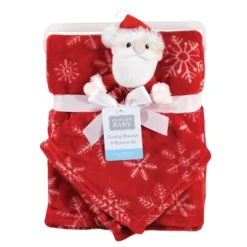 Hudson Baby Unisex Baby Plush Blanket With Security Blanket, Santa Snowflake, One Size