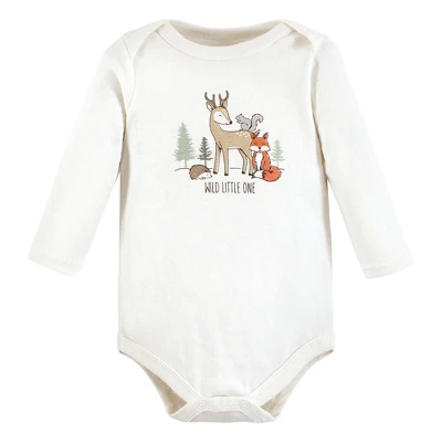 Hudson Baby Infant Boy Cotton Long-Sleeve Bodysuits, Forest Animals 5-Pack - Image 2