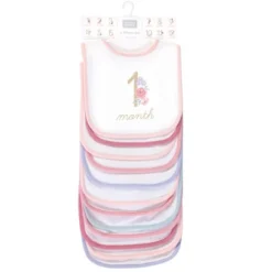 Hudson Baby Infant Girl Cotton Bibs 12pk, Milestone Floral, One Size