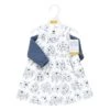 Hudson Baby Infant And Toddler Girl Quilted Cardigan And Dress, Blue Toile