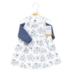 Hudson Baby Infant And Toddler Girl Quilted Cardigan And Dress, Blue Toile