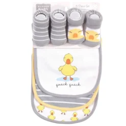 Hudson Baby Infant Cotton Bib And Sock Set 5pk, Quack Quack, One Size