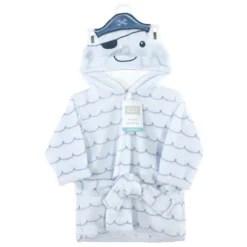 Hudson Baby Infant Boy Plush Animal Face Bathrobe, Narwhal, 0-9 Months