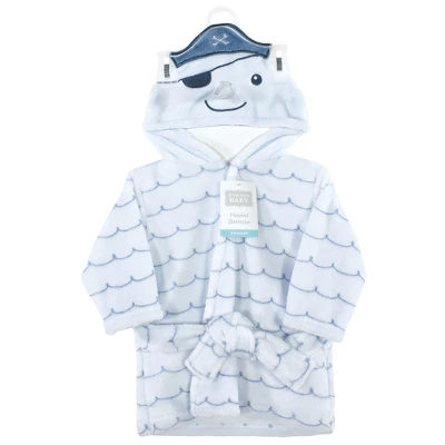 Hudson Baby Infant Boy Plush Animal Face Bathrobe, Narwhal, 0-9 Months