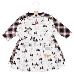 Hudson Baby Girl Cotton Dresses, Winter Bear