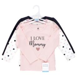 Hudson Baby Infant Girl Long Sleeve T-Shirts, Girl Mommy Pink Navy