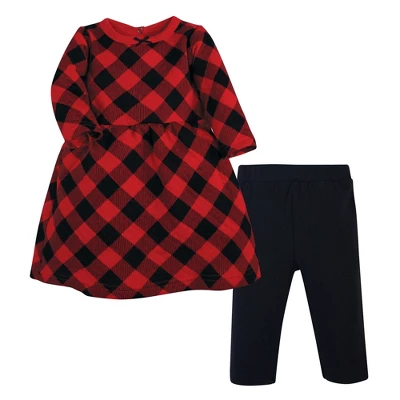 Hudson Baby Toddler Girl Quilted Cotton Dress And Leggings, Buffalo Plaid - Image 4