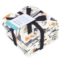 Hudson Baby Infant Boy Cotton Muslin Washcloths, Forest, One Size