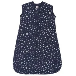 Hudson Baby Infant Premium Quilted Sleeveless Sleeping Bag And Wearable Blanket, Metallic Stars