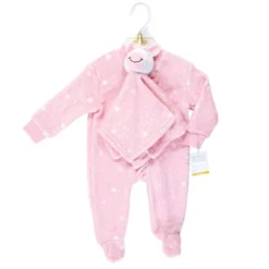 Hudson Baby Infant Girl Flannel Plush Sleep And Play And Security Toy, Pink Unicorn