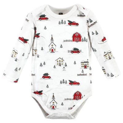 Hudson Baby Unisex Baby Cotton Long-Sleeve Bodysuits, Christmas Scene - Image 3