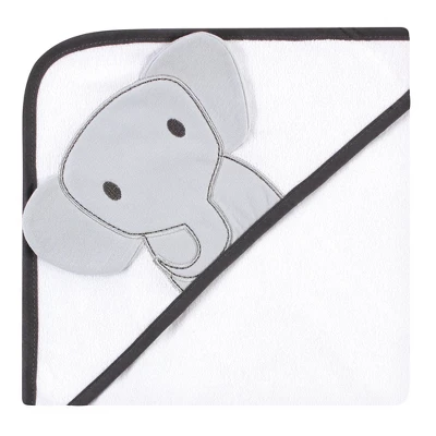 Hudson Baby Unisex Baby Cotton Rich Hooded Towels, Modern Elephant, One Size - Image 3