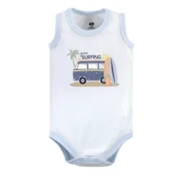 Hudson Baby Infant Boy Cotton Sleeveless Bodysuits 5pk, Gone Surfing