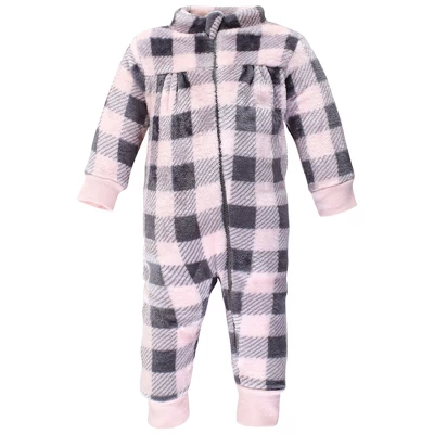 Hudson Baby Toddler Girls Plush Jumpsuits, Pink Moose - Image 3