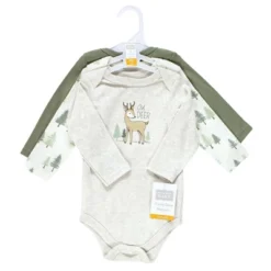 Hudson Baby Infant Boy Cotton Long-Sleeve Bodysuits, Forest Deer 3-Pack