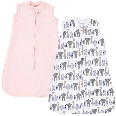 Hudson Baby Infant Girl Premium Quilted Sleeveless Sleeping Bag And Wearable Blanket, Pink Safari - Image 3