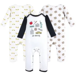 Hudson Baby Infant Boy Cotton Coveralls 3pk, Nyc