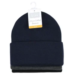 Hudson Baby Family Knit Cuffed Beanie 3pk, Navy Black