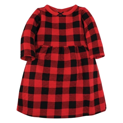 Hudson Baby Infant Girl Cotton Dresses, Buffalo Plaid Leopard - Image 2