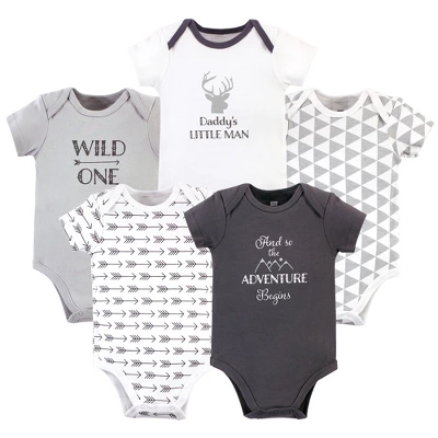 Hudson Baby Cotton Bodysuits 5pk, And So The Adventure Begins - Image 2