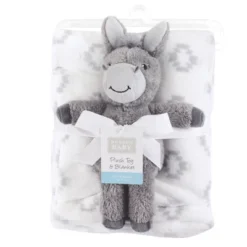 Hudson Baby Infant Plush Blanket With Toy, Snuggly Donkey, One Size