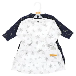 Hudson Baby Girl Cotton Dresses, Metallic Snowflake Star