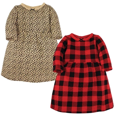 Hudson Baby Infant Girl Cotton Dresses, Buffalo Plaid Leopard - Image 12