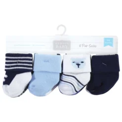 Hudson Baby Infant Boy Cotton Rich Newborn And Terry Socks, Bear Boy