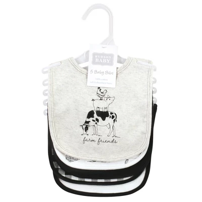 Hudson Baby Unisex Baby Cotton Bibs, Neutral Farm, One Size