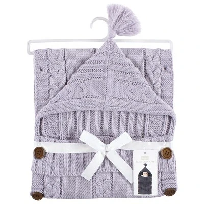 Hudson Baby Infant Girl Knitted Baby Lounge Stroller Wrap Sack, Lilac, One Size