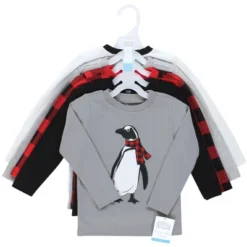 Hudson Baby Infant And Toddler Boy Long Sleeve T-Shirts, Winter Penguin Moose