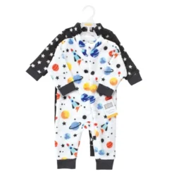 Hudson Baby Unisex Toddler Plush Jumpsuits, Space Adventure