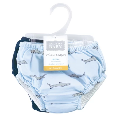 Hudson Baby Infant And Toddler Unisex Swim Diapers, Blue Gray Shark