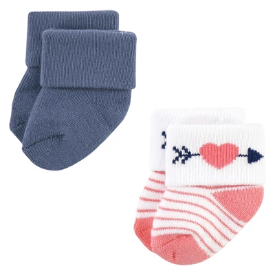 Hudson Baby Infant Girl Cotton Rich Newborn And Terry Socks, Love 12-Pack - Image 3