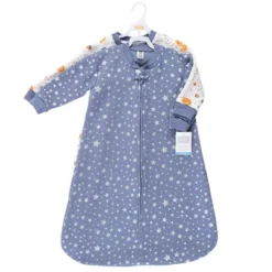 Hudson Baby Infant Premium Quilted Long Sleeve Sleeping Bag And Wearable Blanket, Space 2-Pack