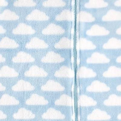 Hudson Baby Infant Boy Plush Sleeping Bag, Sack, Blanket, Blue Clouds Plush - Image 2