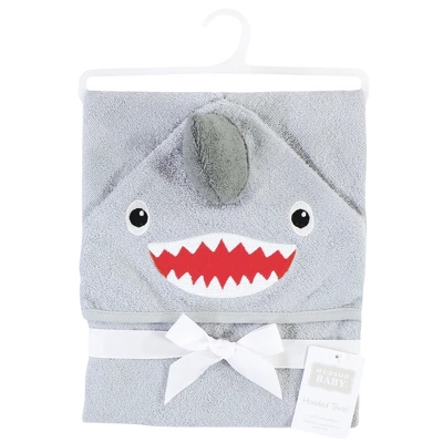 Hudson Baby Infant Boy Cotton Animal Face Hooded Towel, Shark, One Size