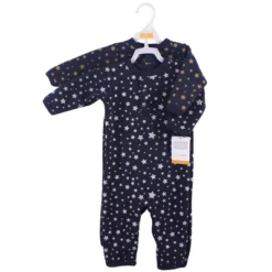 Hudson Baby Infant Premium Quilted Coveralls 2pk, Metallic Stars