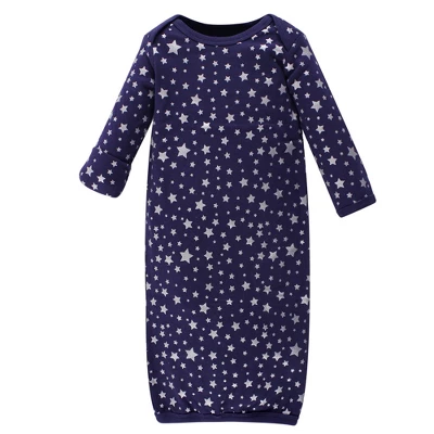 Hudson Baby Infant Cotton Long-Sleeve Gowns 3pk, Navy Stars & Moon, 0-6 Months - Image 2