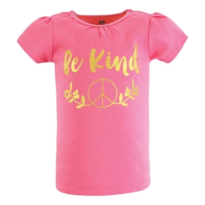 Hudson Baby Infant And Toddler Girl Short Sleeve T-Shirts, Be Kind - Image 2