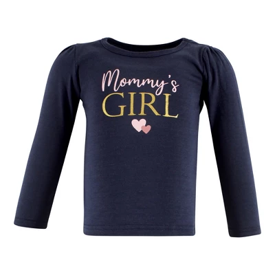 Hudson Baby Infant Girl Long Sleeve T-Shirts, Girl Mommy Pink Navy - Image 4