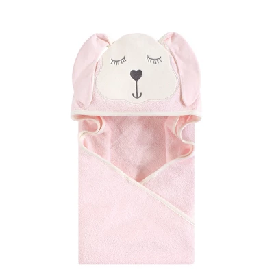 Hudson Baby Infant Girl Cotton Animal Face Hooded Towel, Modern Bunny, One Size